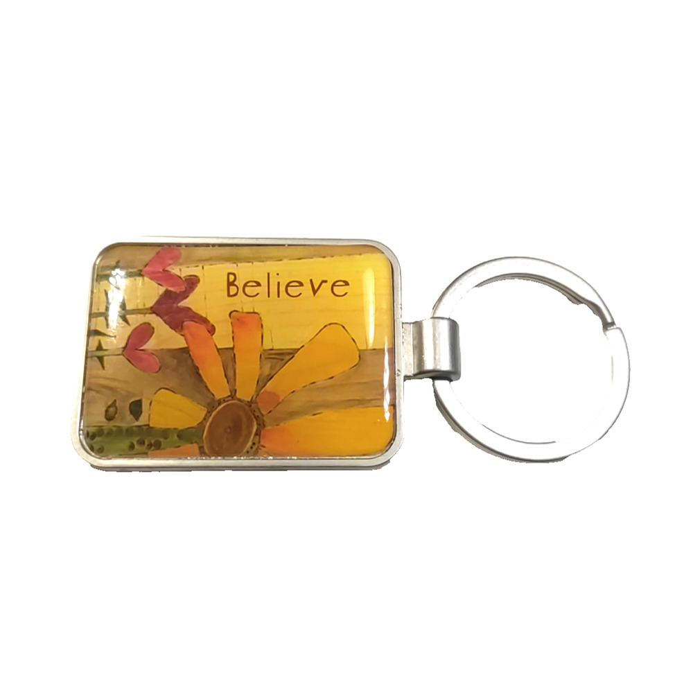 Believe God Is My Glory Pewter Keychain Religious